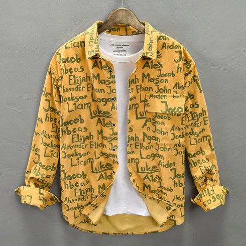 Long-sleeved Retro Printed Shirt P0125