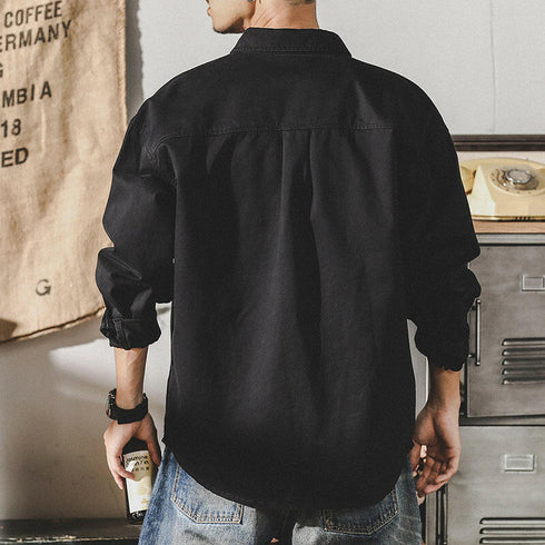 Pocket Print Long-sleeved Tooling Shirt P0114