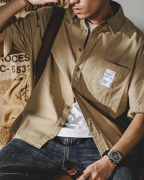 Textured Stripe Short Sleeve Shirt P0090