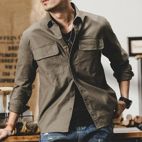 Chest Pockets Long-sleeved Shirt P0079.