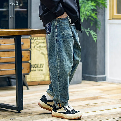 American Retro Straight Jeans Loose Fat Pants P0520