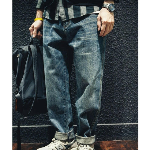 Side Pocket Straight Jeans P0018.
