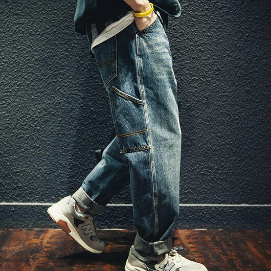 Side Pocket Straight Jeans P0018.