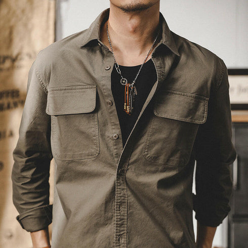 Chest Pockets Long-sleeved Shirt P0079.