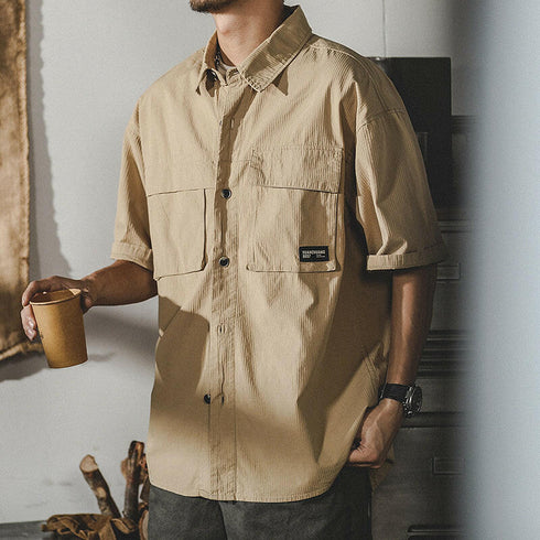 Tooling Short-sleeved Beige Shirt P0135