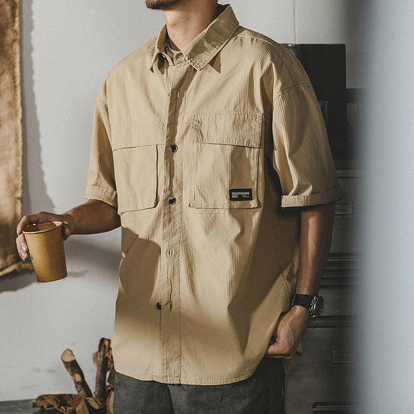 Tooling Short-sleeved Beige Shirt P0135