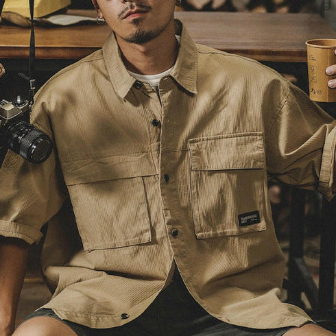 Tooling Short-sleeved Beige Shirt P0135