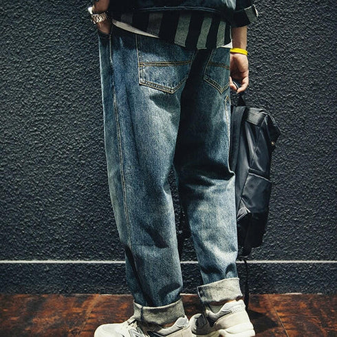 Side Pocket Straight Jeans P0018.