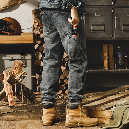 Winter Padded Jeans Men P0697