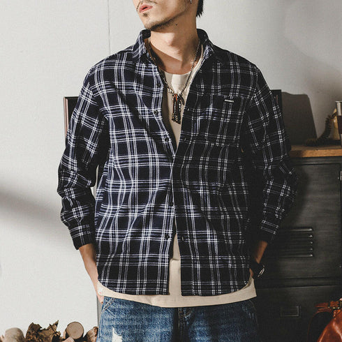 Plaid Long-sleeved Loose Shirt P0106
