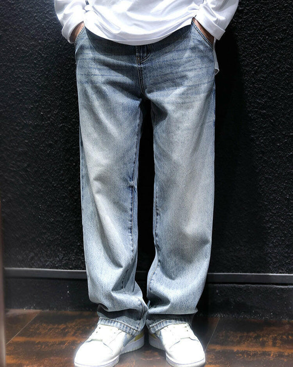 Light-colored Simple Straight Jeans P0063.