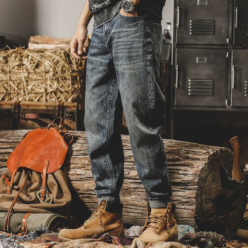 Paris Button Classic Vintage Jeans Men P0719