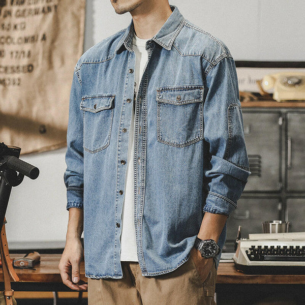 Long-sleeved Tooling Denim Shirt P0113