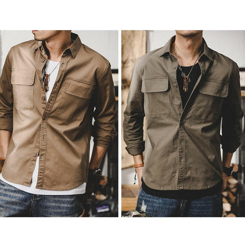 Chest Pockets Long-sleeved Shirt P0079.