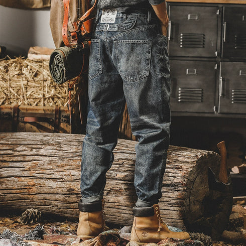 Paris Button Classic Vintage Jeans Men P0719