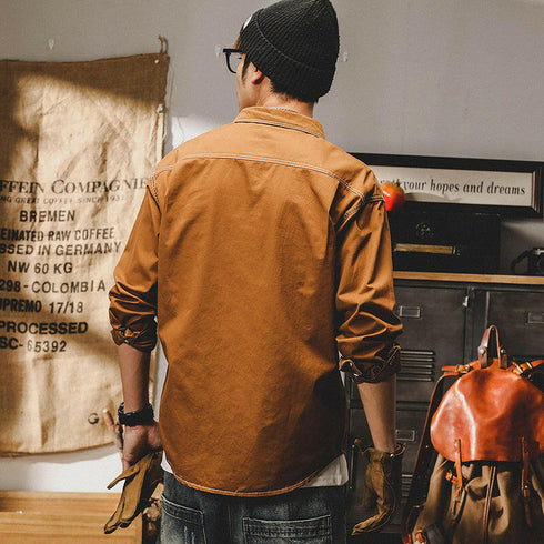 Simple White Stitch long-sleeved shirt P0107