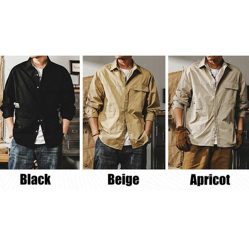 Pocket Long-sleeved Loose Shirt P0092