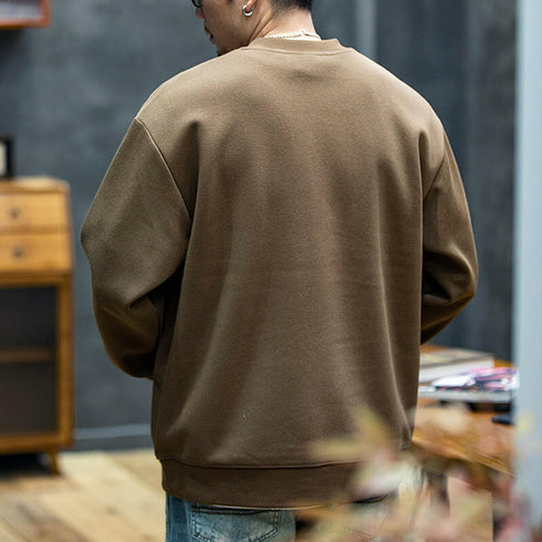 Patch Embroidery Loose Long Sleeve Round Neck Splicing T-shirt P0420