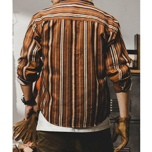 Retro Striped Color Matching Shirt P0093