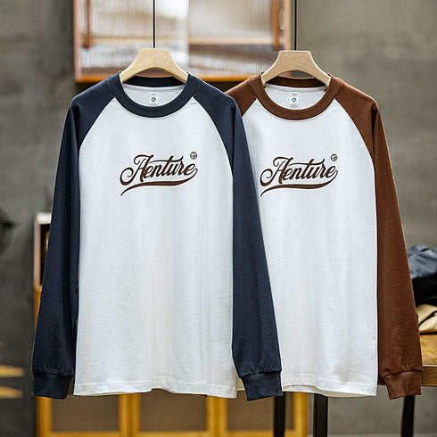 Color Collision Long-sleeved Round Neck T-shirt P0513