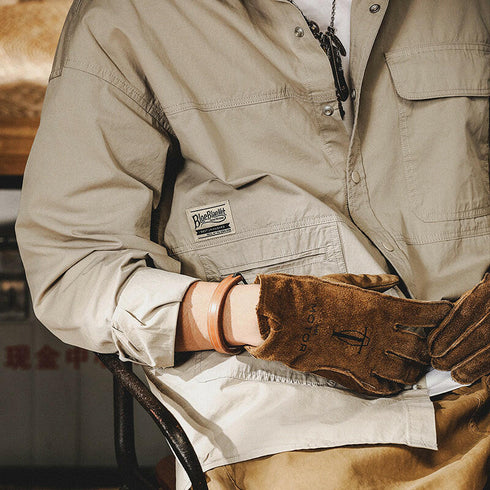 Pocket Long-sleeved Loose Shirt P0092