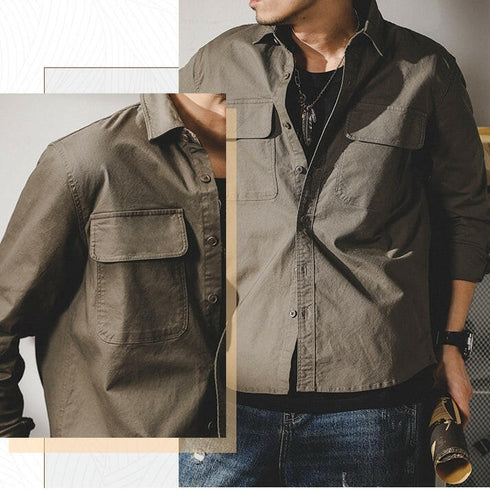 Chest Pockets Long-sleeved Shirt P0079.