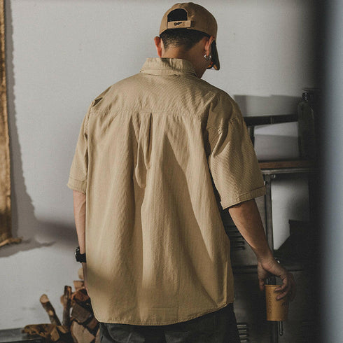 Tooling Short-sleeved Beige Shirt P0135