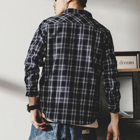 Plaid Long-sleeved Loose Shirt P0106