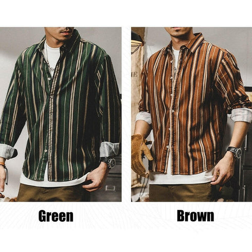 Retro Striped Color Matching Shirt P0093