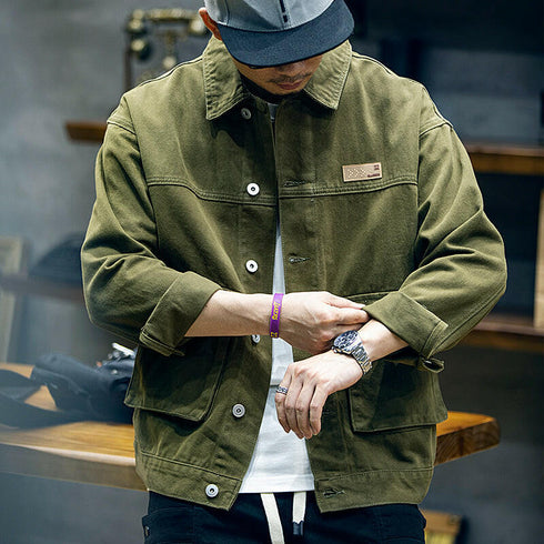 Cotton Loose Tide Big Size Trend Lapel Casual Jacket P0462