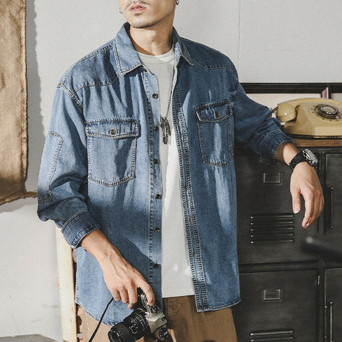 Long-sleeved Tooling Denim Shirt P0113