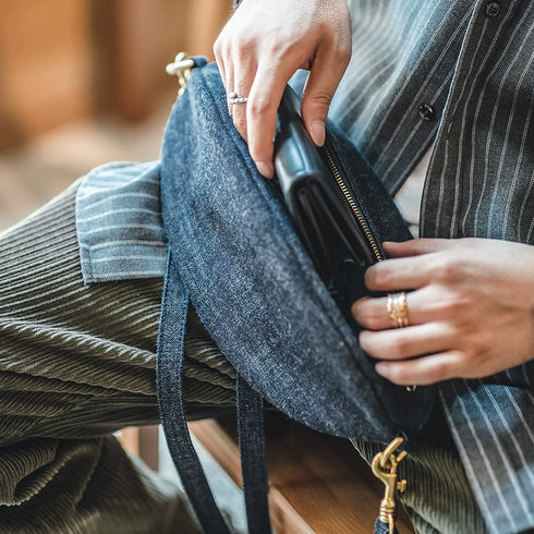 Vintage Crossbody Chest Shoulder Denim Bag P0591