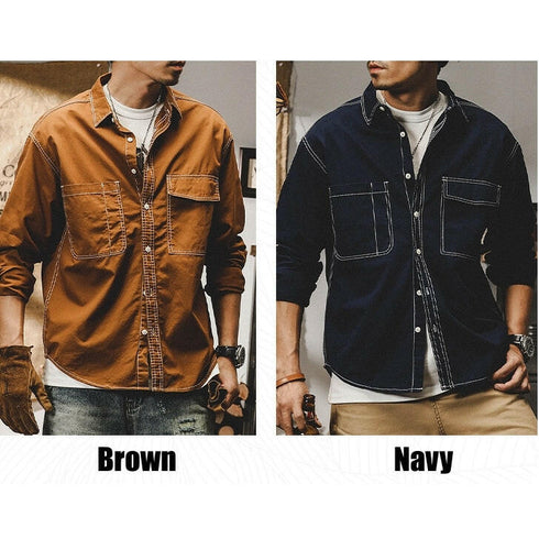 Simple White Stitch long-sleeved shirt P0107