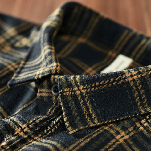 Plaid Long-sleeved Loose Shirt P0106