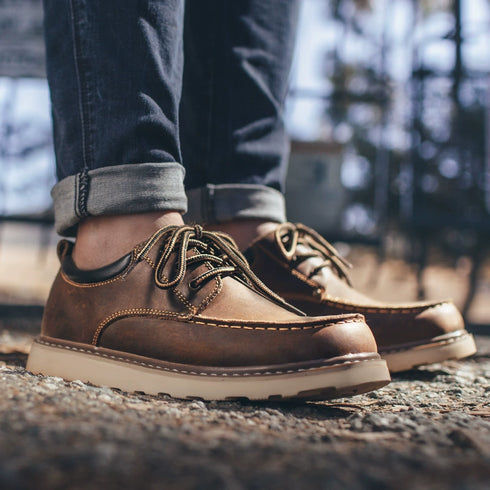 American Low-top Leather Big Head Boots P0578