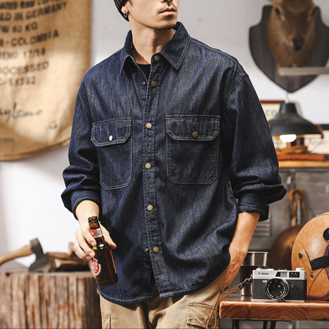 DENIM LONG SHIRT – PEAK BLUE (ピークブルー)