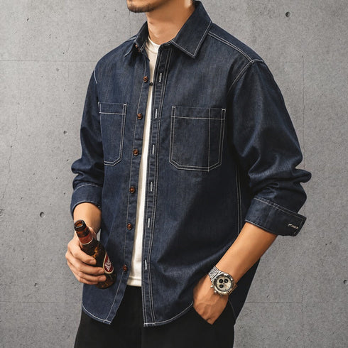ダブルポケットリラックスフィットデニムシャツ P2287 – PEAK BLUE