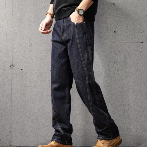 コントラストステッチストレートデニムパンツ P2277 – PEAK BLUE